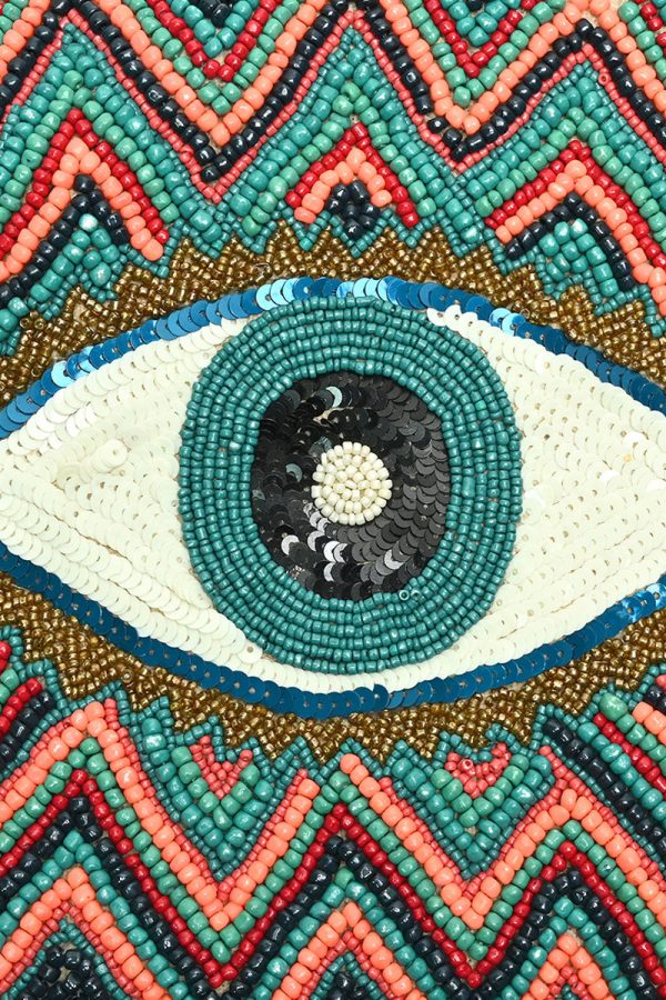 Evil Eye Good Luck Clutch with Removable Crossbody Chain - Image 2