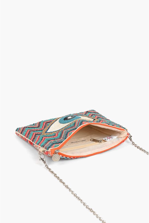 Evil Eye Good Luck Clutch with Removable Crossbody Chain - Image 5
