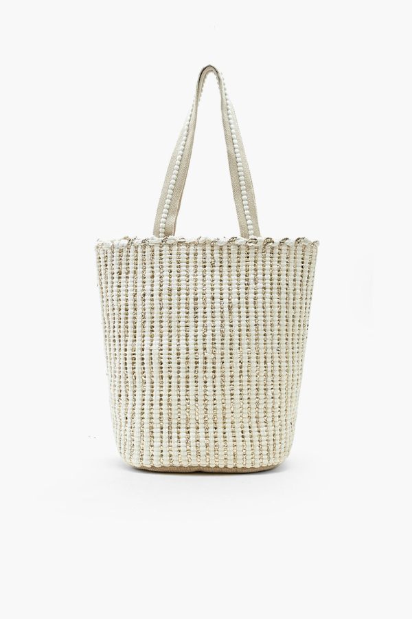 Natural Beauty Upcycled Hand Woven White Tote - Image 4