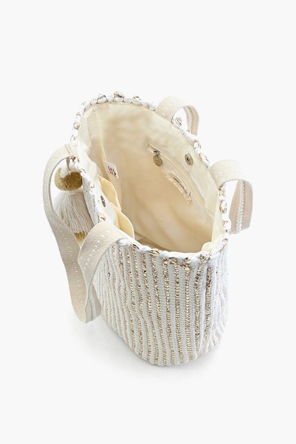 Natural Beauty Upcycled Hand Woven White Tote - Image 5