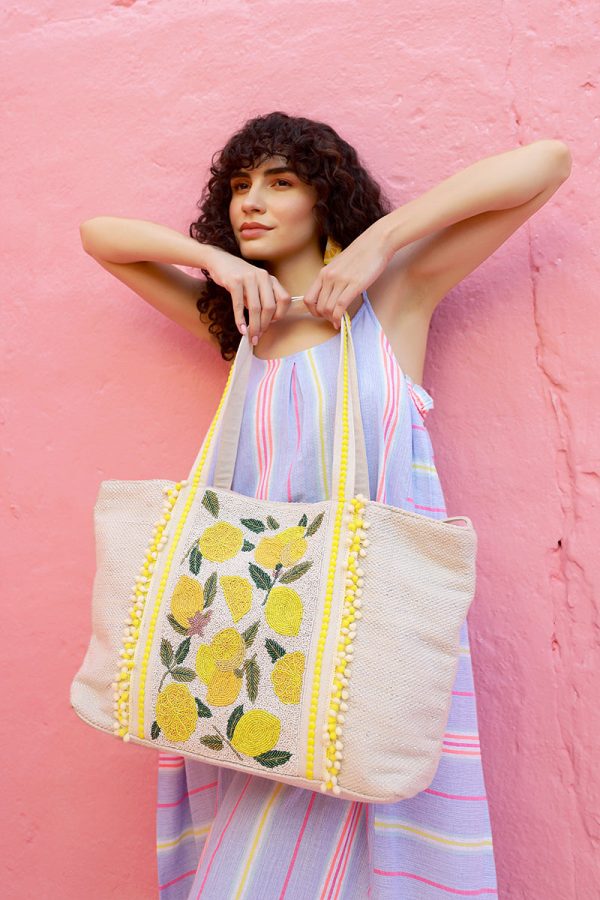 Make Lemonade Tote-Lemon Yellow Hand Beaded Tote - Image 6
