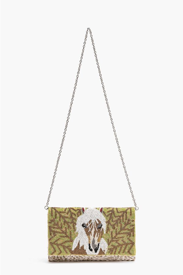 Angel Wing Horse Embellished Flap Clutch - Image 2