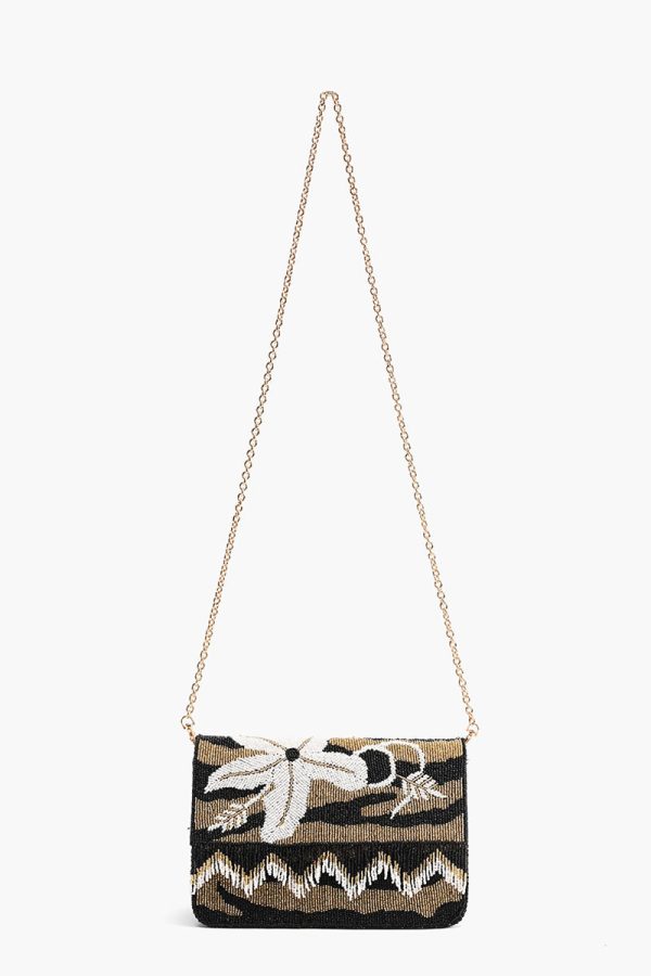 Golden Glam Floral Fringed Crossbody Bag - Image 2