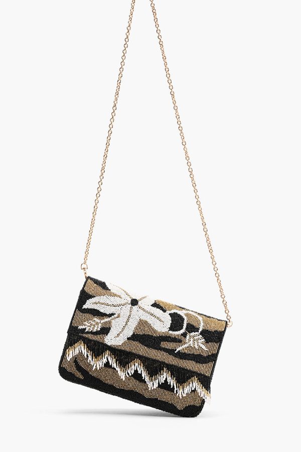 Golden Glam Floral Fringed Crossbody Bag - Image 3