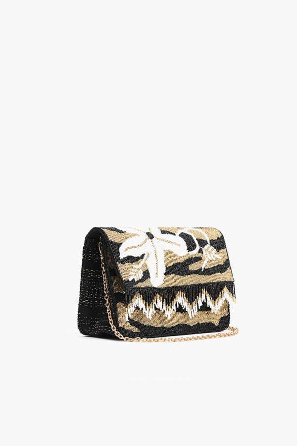 Golden Glam Floral Fringed Crossbody Bag - Image 4