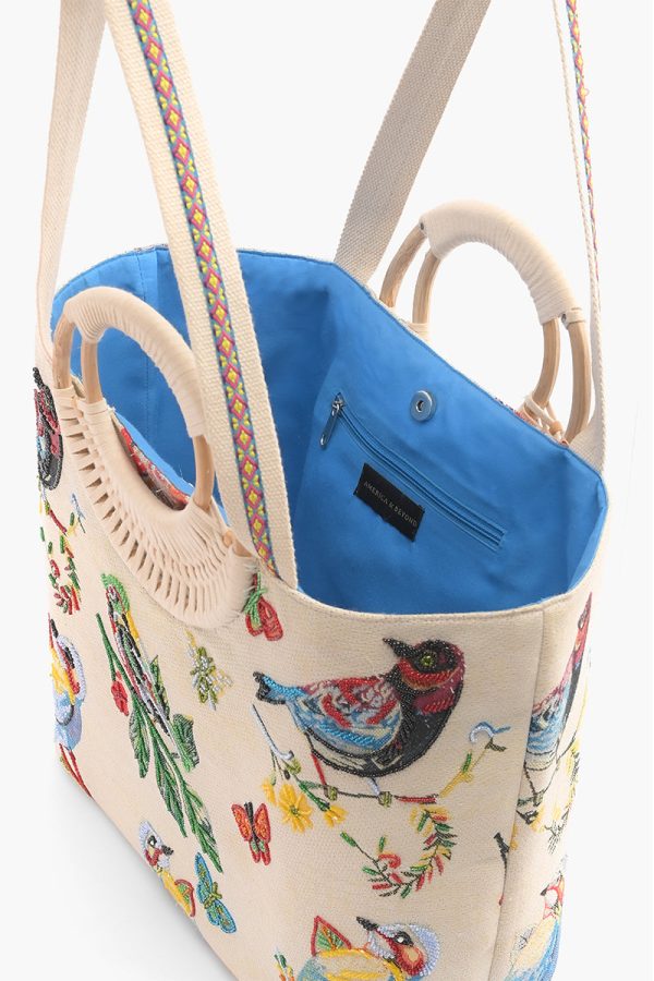Birds in Paradise Hand Beaded Tote For Women - Image 5