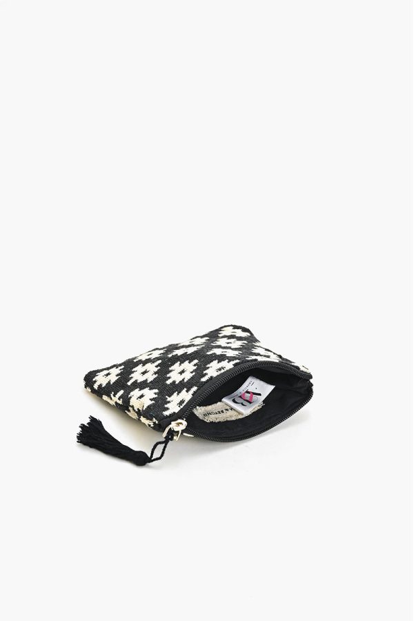 Black Handwoven Jacquard Coin Bag - Image 2