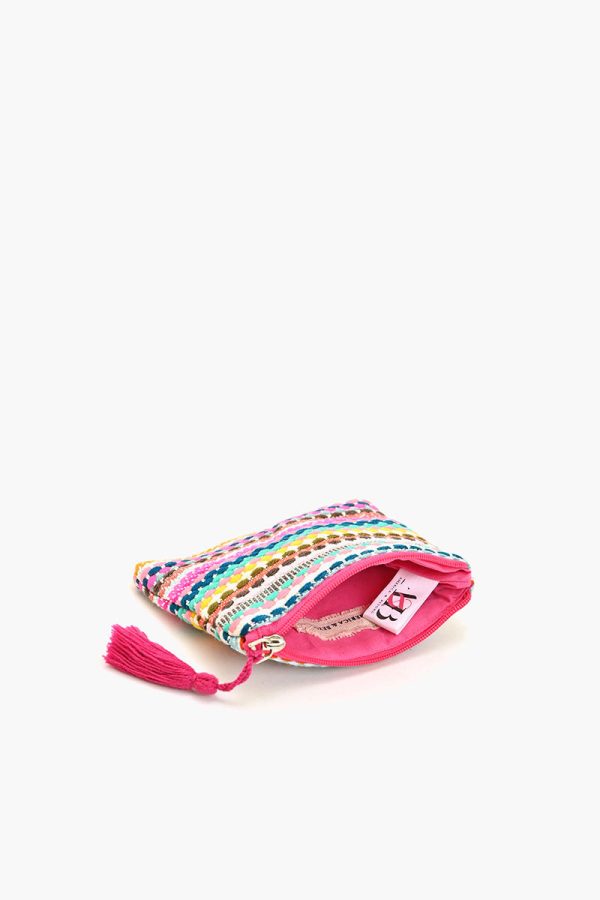 Pink Handwoven Jacquard Coin Bag - Image 2