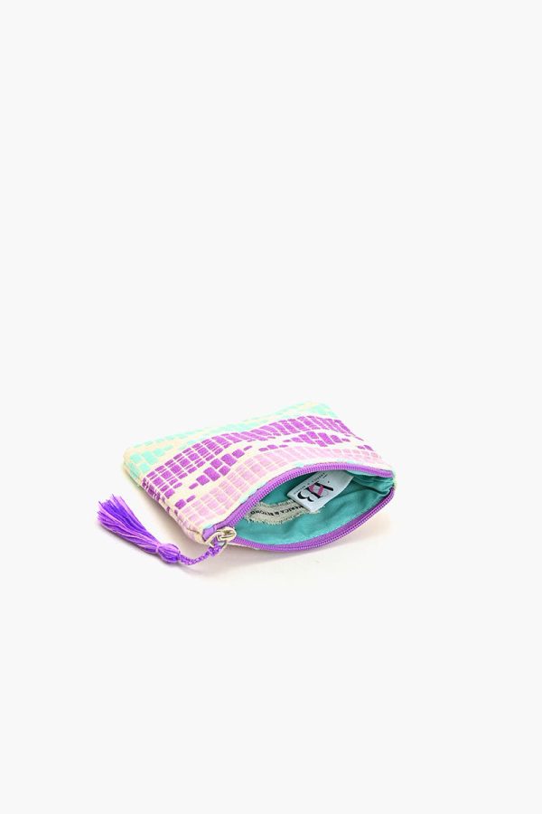 Violet Handwoven Jacquard Coin Bag - Image 2