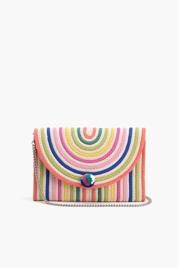 Recycled Cotton Stripe Clutch-Natural Multi