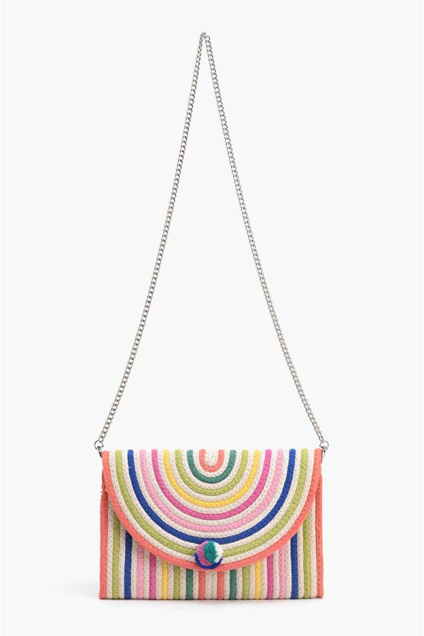 Recycled Cotton Stripe Clutch-Natural Multi - Image 2