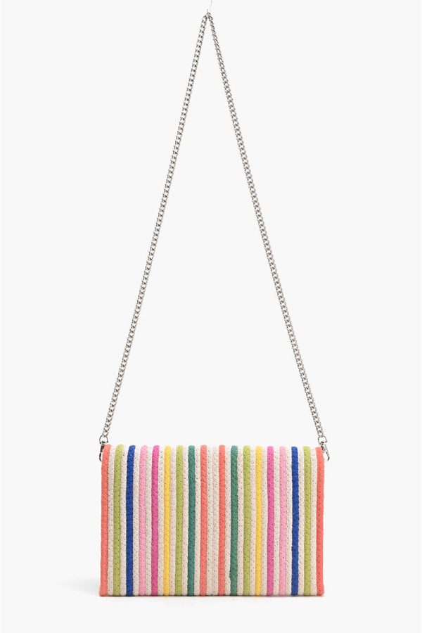 Recycled Cotton Stripe Clutch-Natural Multi - Image 3
