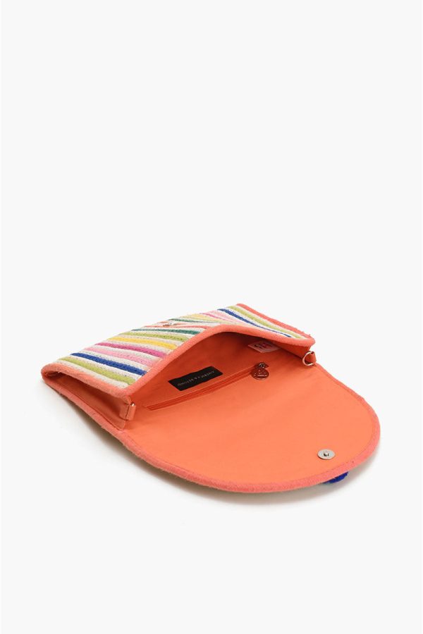 Recycled Cotton Stripe Clutch-Natural Multi - Image 5
