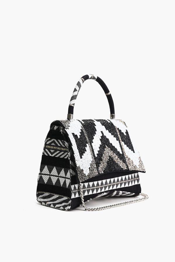 Ikat Noir Elegance Top Handle Bag - Image 4