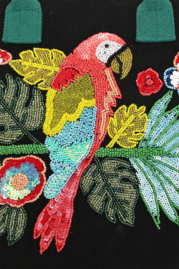 Parrot Beaded Fringed Tote - Image 2