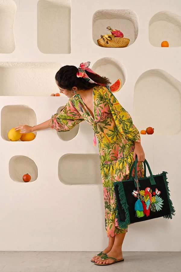 Parrot Beaded Fringed Tote - Image 6