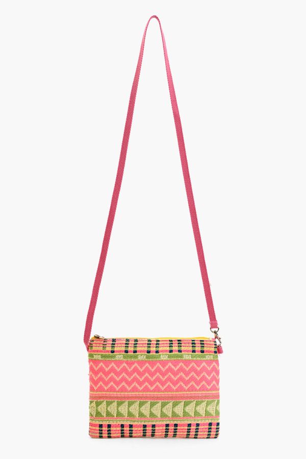 Mexican Striped Pink Spring Top Zip Clutch - Image 2