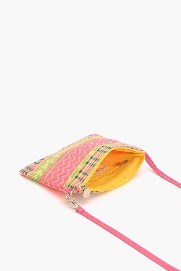 Mexican Striped Pink Spring Top Zip Clutch - Image 3