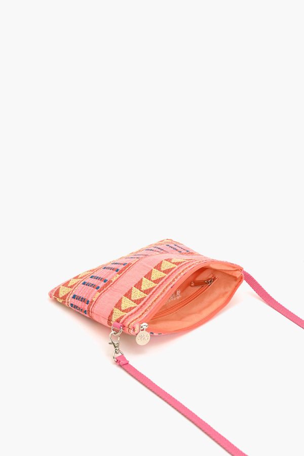 Mexican Striped Spring Top Zip Clutch -Pink and Brown - Image 3