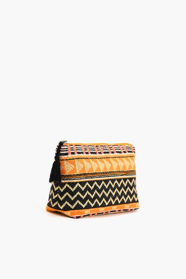 Handwoven Jacquard Makeup Pouch with Bold Tribal Pattern - Image 2