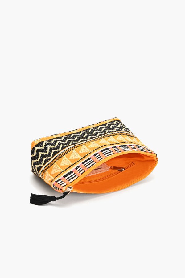 Handwoven Jacquard Makeup Pouch with Bold Tribal Pattern - Image 3