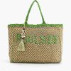 Poolside' Jute Macrame Tote in Beige & Green