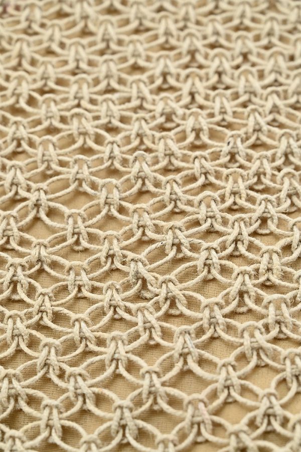Poolside' Jute Macrame Tote in Beige & Green - Image 2