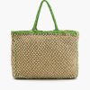Poolside' Jute Macrame Tote in Beige & Green - Image 4