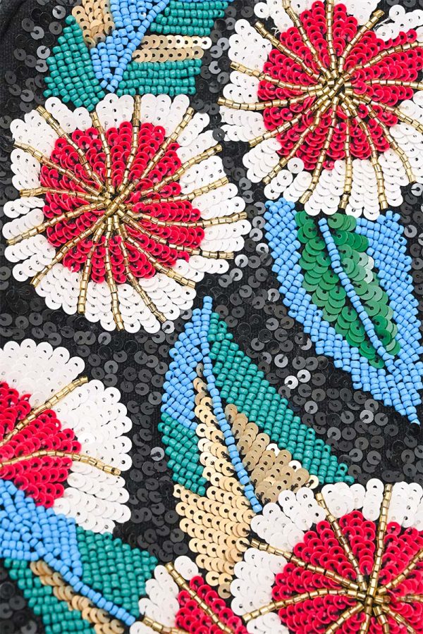 Midnight Blossom Beaded Satchel - Image 2