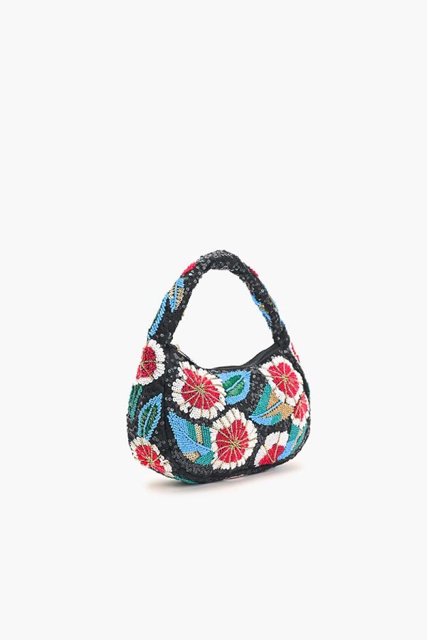 Midnight Blossom Beaded Satchel - Image 3