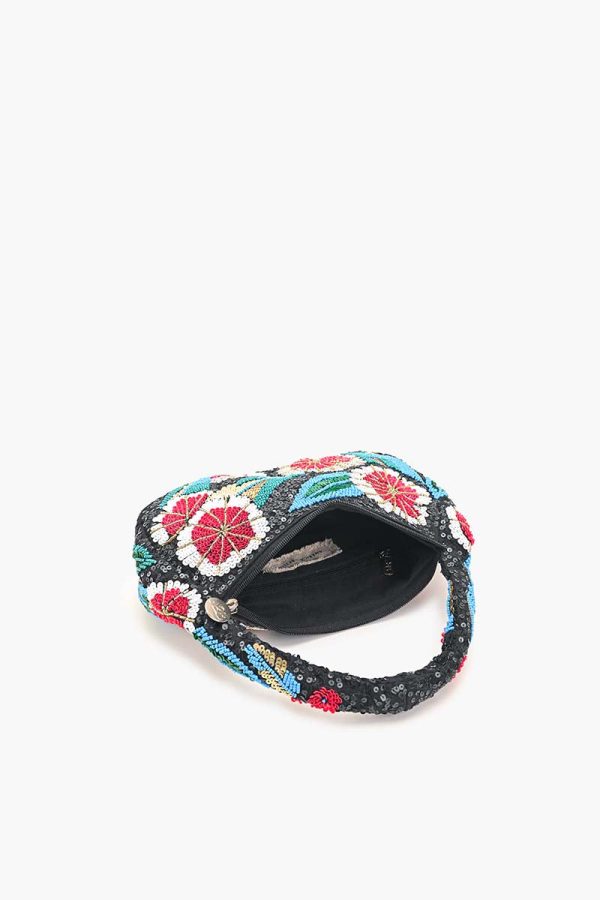 Midnight Blossom Beaded Satchel - Image 5