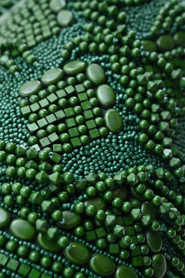 Emerald Eden Beaded Bucket Bag - Image 2
