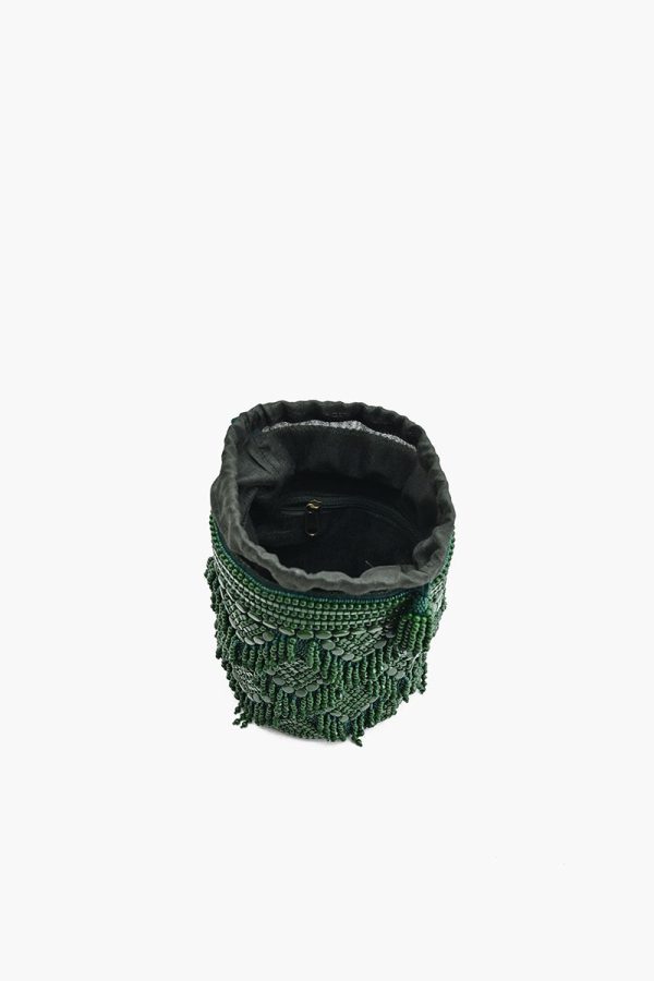 Emerald Eden Beaded Bucket Bag - Image 4