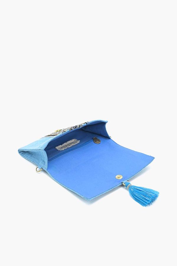 Boho Chic Beaded Denim Clutch - Image 4
