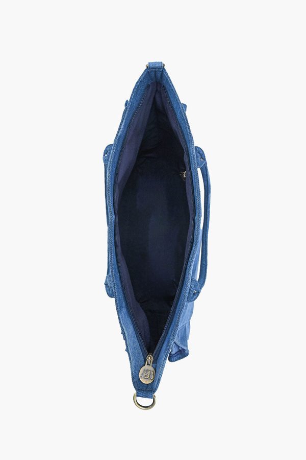 Palm Glitz Embellished Denim Tote - Image 6