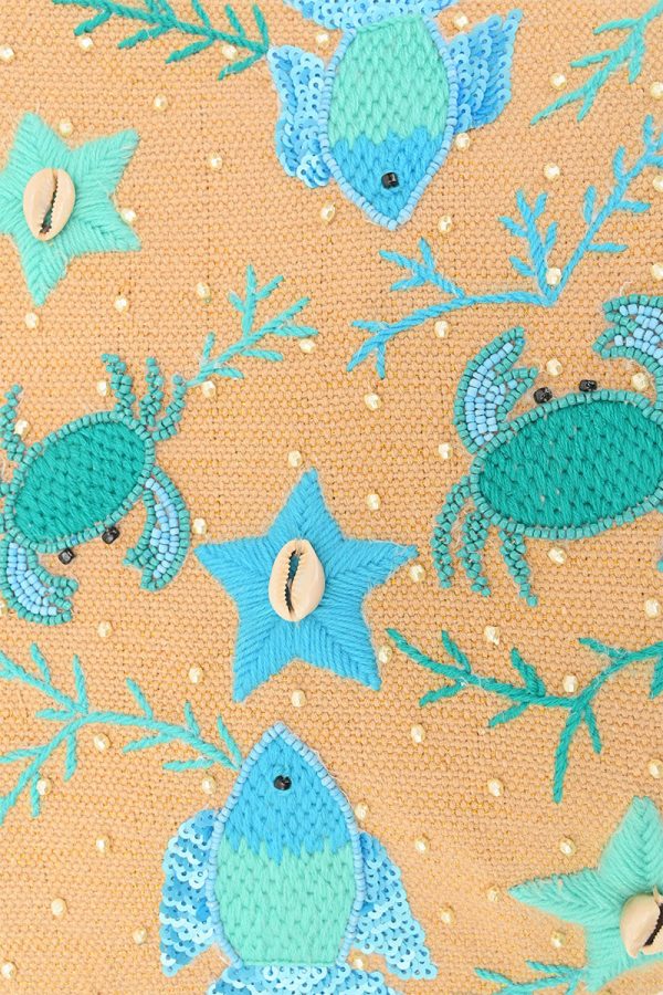 Marine Life Embellished Beach Mini Tote - Image 2