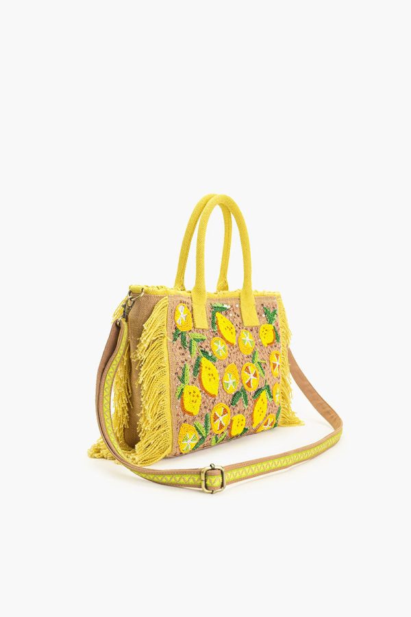 Lemon Crush Fringe Top Handle Bag - Image 4