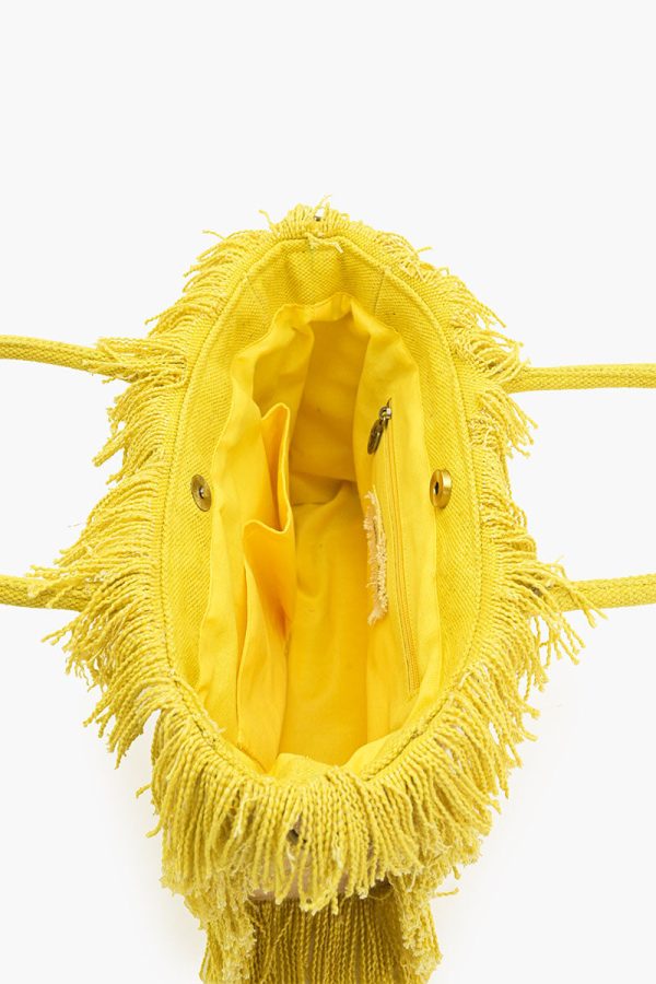Lemon Crush Fringe Top Handle Bag - Image 6