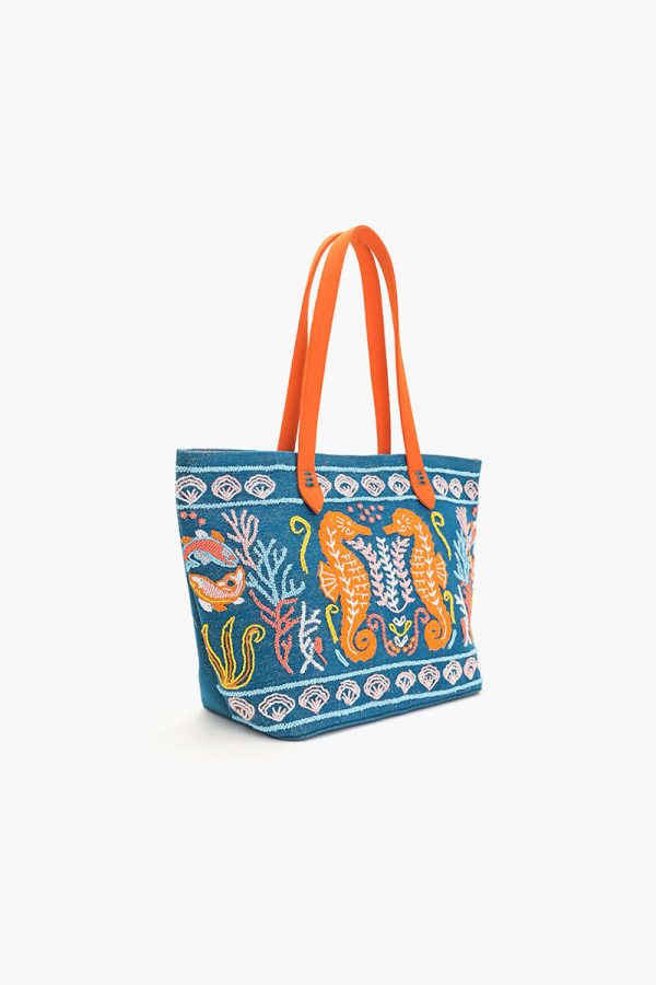 Sea Horse Teal Tote - Image 3