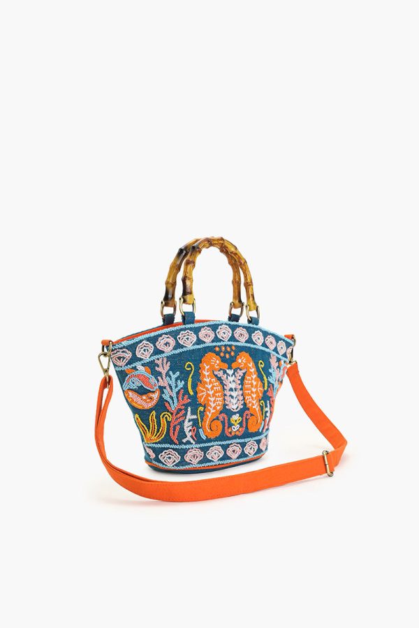 Sea Horse Teal Top Handle Bag - Image 3