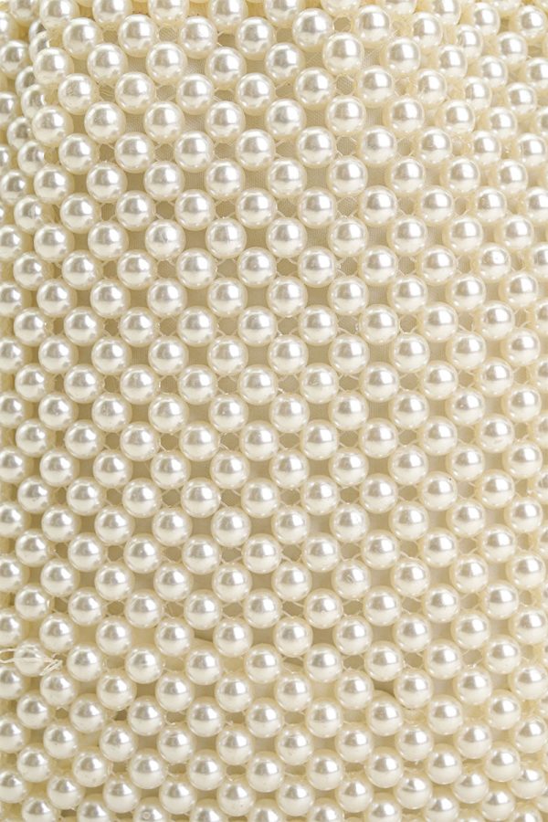 Pearl White Beaded Top Handle Bag - Image 3
