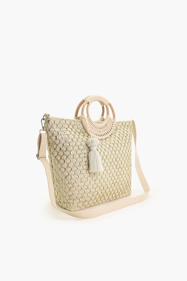 Honeycomb Natural Lurex Tote - Image 3