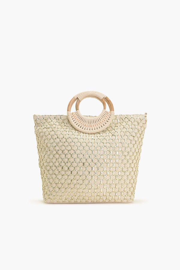 Honeycomb Natural Lurex Tote - Image 4