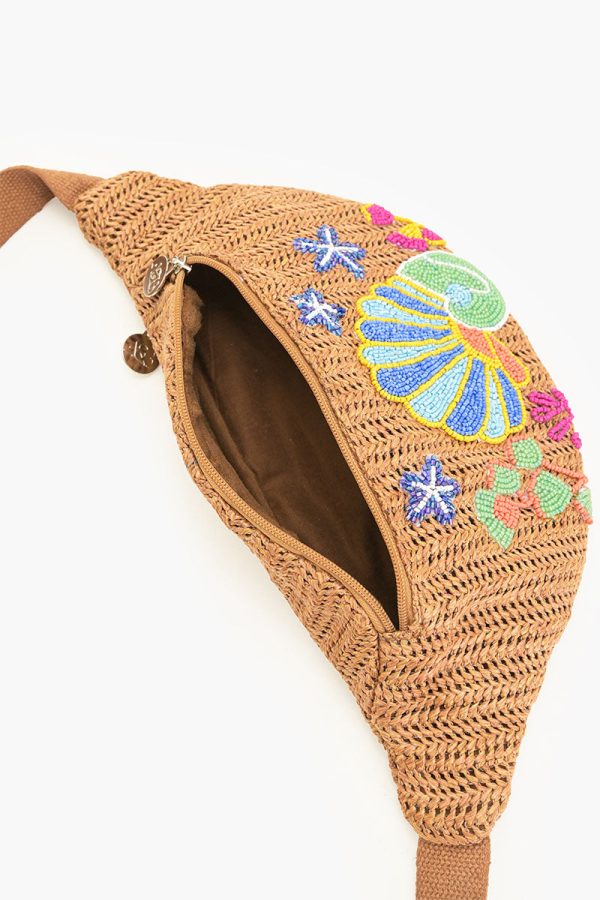 Marine Raffia Embellished Fanny Sling Bag - Image 3