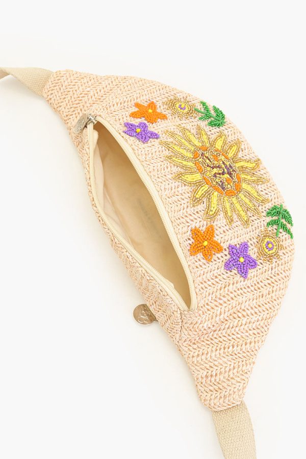 Sunshine Raffia Embellished Fanny Sling Bag - Image 3