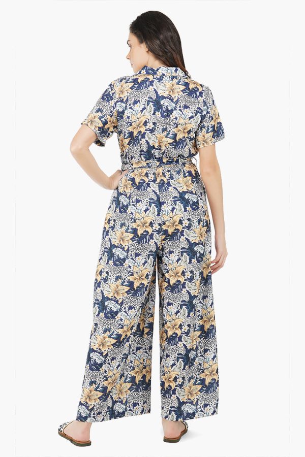 Cheerful Cheetah - Navy Leopard Jumpsuit With Pockets - Image 4