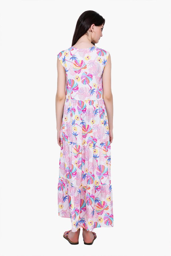 Palm Florals Tiered Maxi Dress - Image 4