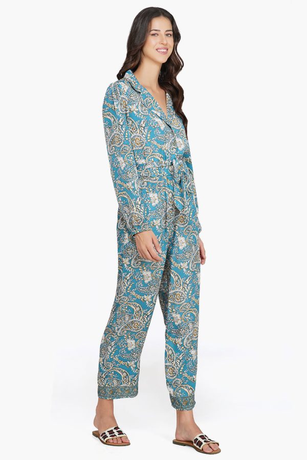 Hailee Blue Paisley Print Jumpsuit With Pockets - Image 3