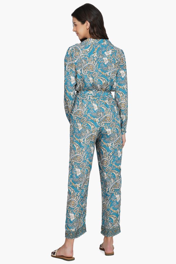Hailee Blue Paisley Print Jumpsuit With Pockets - Image 5