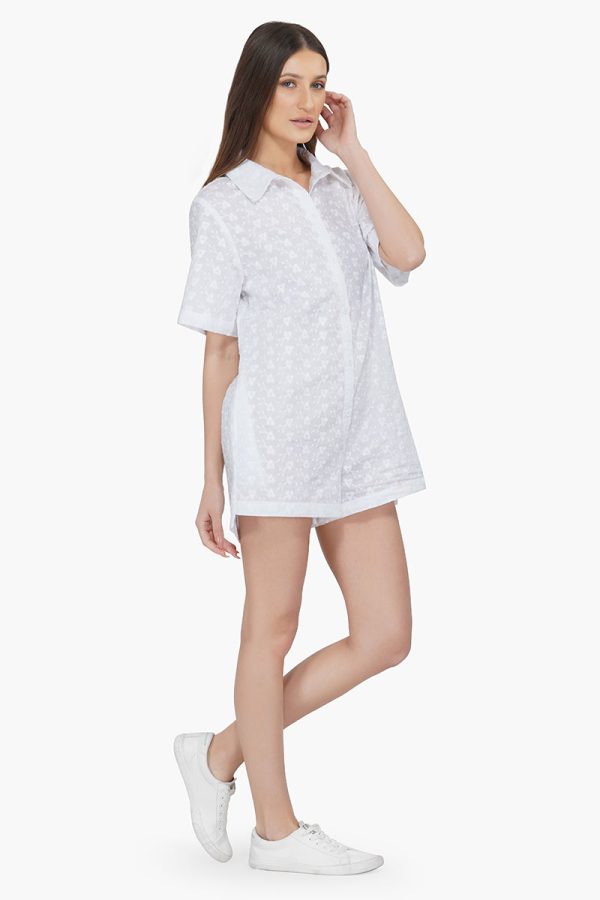Bright White Cotton Romper - Image 3
